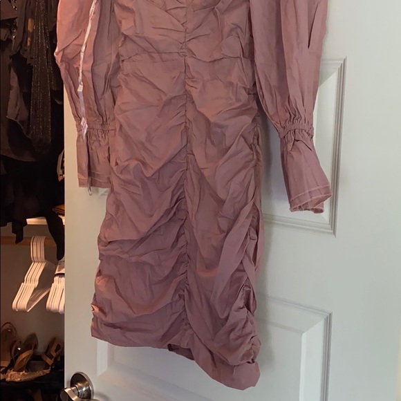 NWT Puff sleeve rouged lace up mini dress - Picture 4 of 4